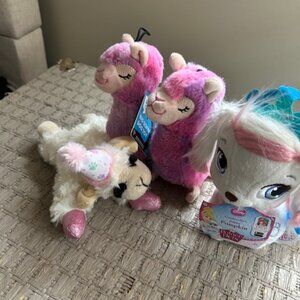 4 New Small Dog Toys:  2 Llama, one white dog, one birthday dog